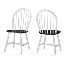 GDF Studio Rivera Farmhouse Wood Spindle Back Dining Chairs, Set of 2, Brown and White