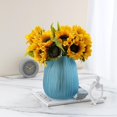 thumbnail image 2 of Jarrón De Vidrio Acanalado Azul Esmerilado, Jarrones Decorativos Elegantes Bohemios De 12 Pulgadas Para Arreglos Florales Para El Hogar, Centros De Mesa, Mesa De Cena Y Decoración Moderna, 2 of 5