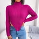 thumbnail image 2 of Suéter de mujer de cuello alto de manga larga asimétrico de moda de las mujeres suéter de ajuste casual, 2 of 6