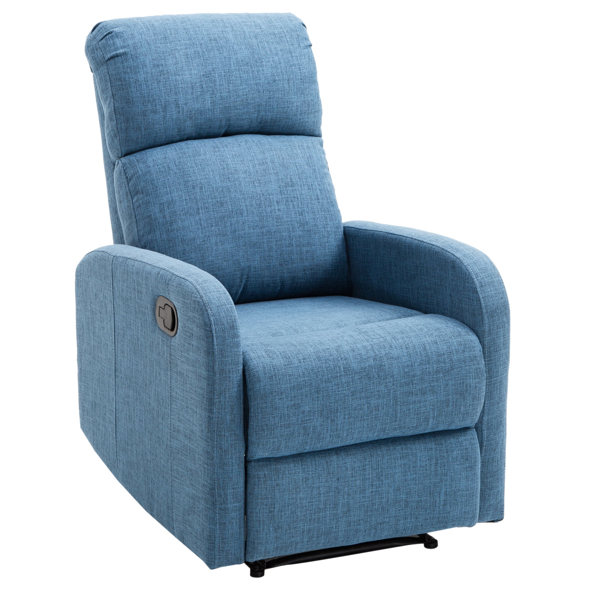 Linen Fabric Manual Recliner Lounger Chair with Footrest - Blue ...