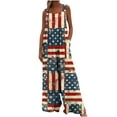 thumbnail image 6 of 4Th of July Overalls for Women Lightweight Square Neck Wide Leg Jumpsuits Summer Dressy Casual Rompers with Pockets, 6 of 7