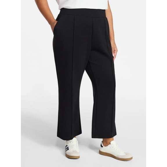 Terra & Sky Women's Plus Size Scuba Knit Kick Flare Pants, Sizes 0X-5X