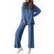 thumbnail image 1 of Conjuntos de Dos Piezas para Mujer, Camisetas de Larga A Juego, Pantalones Anchos y Chándales, Ropa de Otoño. Azul L, 1 of 10