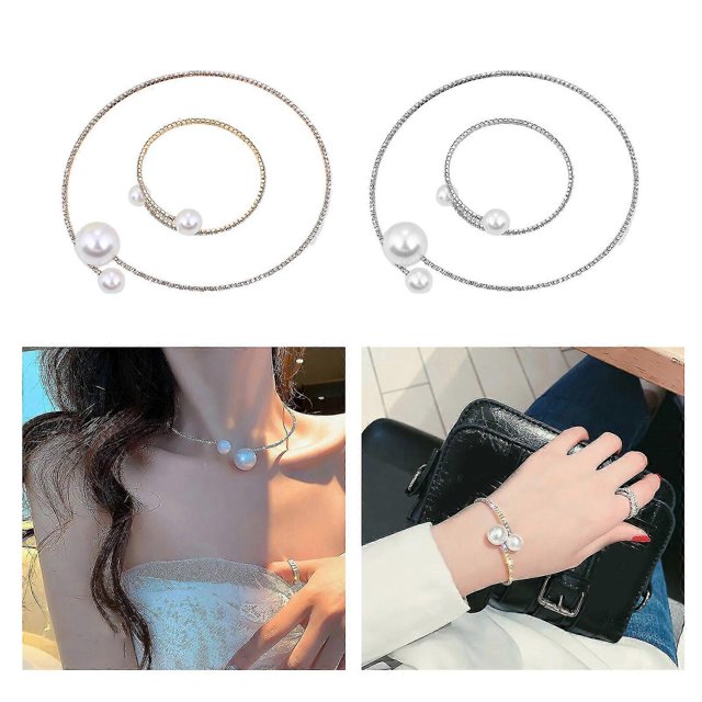 Gargantilla elegante y abierta shaofei 2 piezas pulsera ajustable dorado