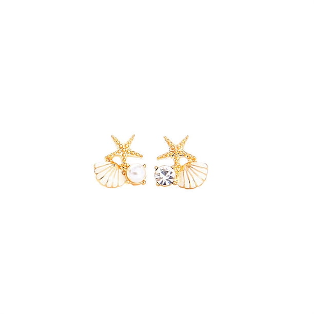 Pendientes de concha Qarigey 1 par de perlas de aleación de Zinc Oro Blanco