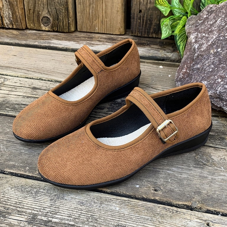 Miluxas Women's Comfortable & Lightweight Wedges Shoes Versatile Business Casual Dress Shoes Work office Cute Stylish Everyday Walking Shoes Brown 7(39)