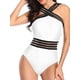 thumbnail image 1 of Traje de baño de una pieza de verano para mujer, sin tirantes, de malla, para playa, monokini con efecto push-up, traje de baño para playa, 1 of 7