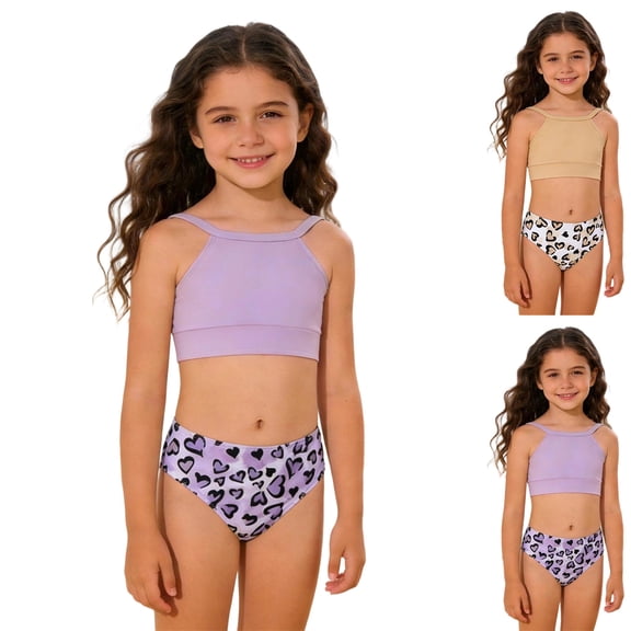 Shadoumai Girls Tankini Swimsuits with Shorts 10-12 Cute Ruffle Bikini Sets for Girls Tie-Straps Tankini with Shorts Two Piece Ruffle Bathing Suit Tropical Printed Swimwear Set Girl