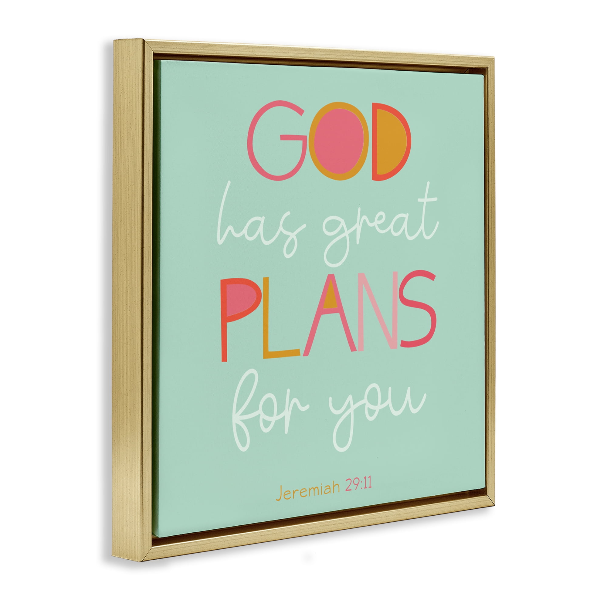 Stupell Industries Green God's Plans For You Gold Framed Floater Canvas Wall Art, design by SD Graphics Studio