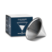 Paperless Stainless Steel Pour Over Coffee Filter – Reusable and Permanent Coffee Cone Dripper for Ovalware, Chemex, Hario and Other Carafes (Stainless Steel)
