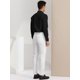 thumbnail image 5 of Pantalones de vestirrayas casuales pahombre Pantalones ajustados de color en contraste con frente plano y corte ajustado Blanco L, 5 of 6