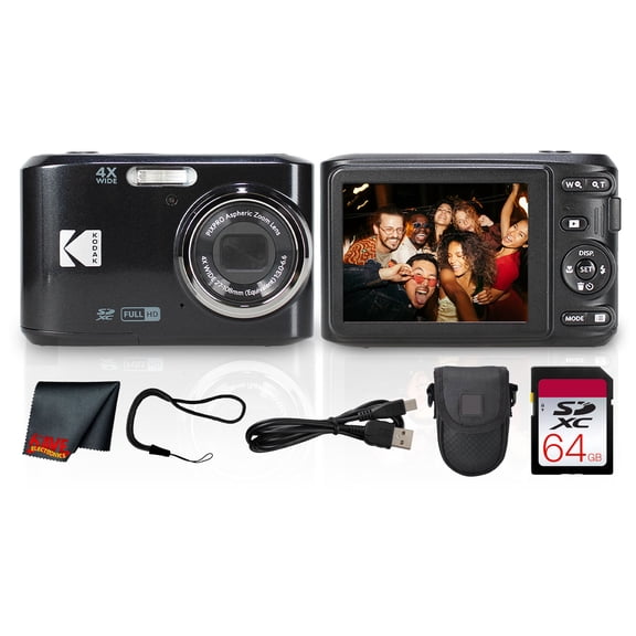 Kodak PIXPRO FZ45 Digital Camera (Black) (FZ45BK) 64GB Card Camera Case Cleaning Cloth