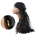thumbnail image 4 of Peluca pirata Cosplay Peluca Headwear Disfraces de piratas de Halloween Disfraces de decoración de fiesta de disfraces de carnaval (Negro), 4 of 5