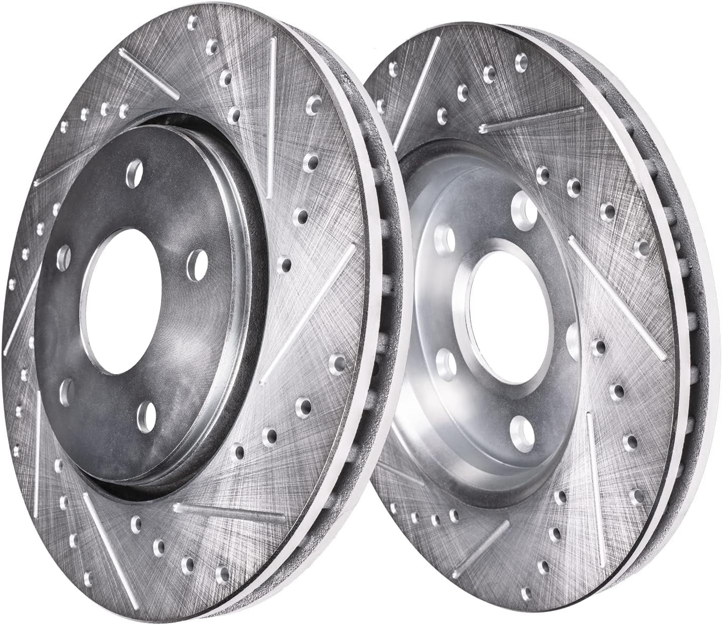 Detroit Axle - Brake Kit for 2014-2024 Infiniti Q50, 2017-2022 Q60, Drilled Slotted Disc Brake Rotors Ceramic Brake Pads : 12.60" inch Front and 12.13" inch Rear Rotors