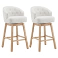 thumbnail image 6 of 2 - Piece Bar Stool Set | 360° Swivel for All - Direction Access | 100% Polyester Upholstery with Decorative Rivets | Adjustable Feet to Fit Any Surface, 6 of 7