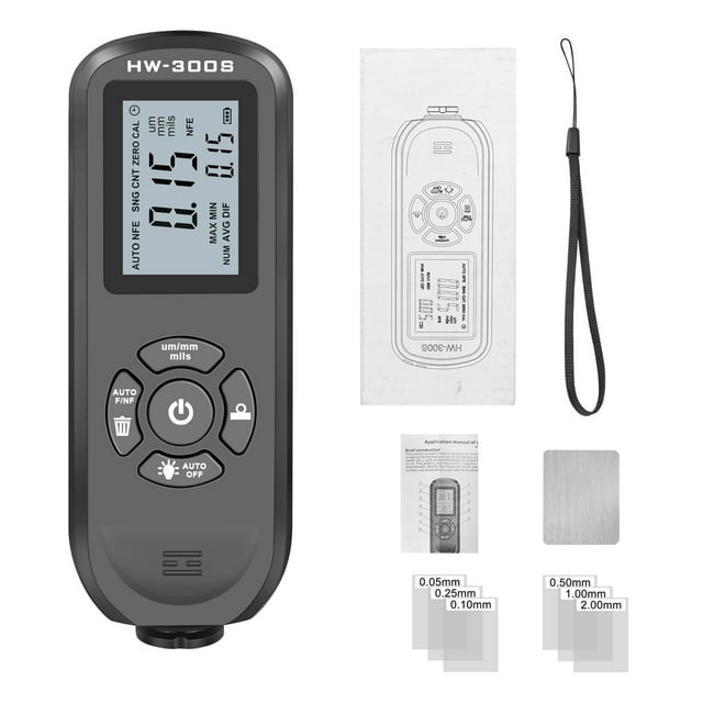 Riwcyla 0,2000UM Thickness Gauge High Precise LCD Digital Automobile Film Thickness Meter Car Paint Coating Thickness Tester Three Probe Modes Units Switching with Data Statistical Zeroing Calibrati