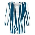 thumbnail image 6 of Njagoc3 Womens Crew Neck 3/4 Sleeve Top, Blue - White Stripe Print Shirt, Nautical for Summer Beach Trips, 6 of 6
