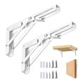 thumbnail image 1 of Escuadra plegable de 2 piezas, escuadra plegable de 200 mm, soporte de estante plegable de acero inoxidable, soporte de estante blanco para bancos de trabajo para ahorrar espacio en el hogar, 1 of 5