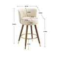thumbnail image 7 of Bar Stools Set of 2, Counter Height Bar Chairs with Curved Back and Footrest, Upholstered Dining Chairs Accent Stool with Solid Wood Legs for Kitchen, Dining Room, Cafe, Pub, Ivory, 7 of 7
