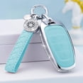 thumbnail image 2 of for Hyundai Key Fob Cover with Keychain, Blue Leather Rhinestone Key Case Protection Shell Compatible with 2022 2021 2020 Sonata Santa fe Tucson Bling Car Accessories, 2 of 7