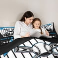 thumbnail image 5 of Castle Fairy Baseball Game 3 Pieces Queen Comforter Set for Children Teens Adults,Sport Theme Ultra Soft Bedding Sets,Black Blue Bedding Comforter Set Breathable,Ultra Soft Home Decor,Reversible, 5 of 8
