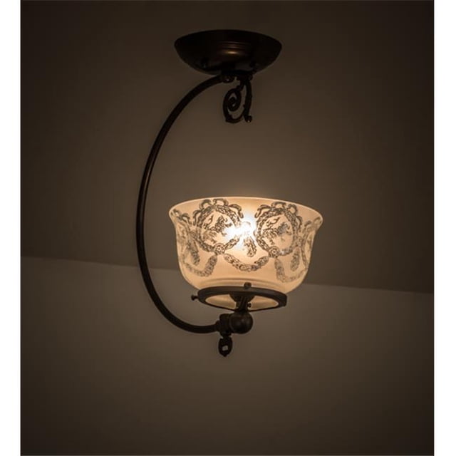 Meyda 173449 7 in. Couronne de Réveil & Guirlande Gaz Reproduction Semi-Flushmount&44; Artisan Brun