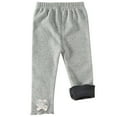 thumbnail image 3 of Swuxness Girls Fleece Leggings, Winter Long Pants for Girls, Toddler Solid Color Elastic Waistband Comfortable Soft Breathable Pants for Infants Gray, 18-24 Months, 3 of 5