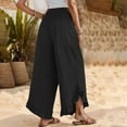 thumbnail image 6 of BLOCLOALO Harem Pants Wide Leg Pants Linen Pants Summer Smocked Waist Ruffle Palazzo Pants Boho Flowy Beach Vacation Pant with High Waisted Pants Cropped Pants Elastic Waist Pants Black Xl, 6 of 9