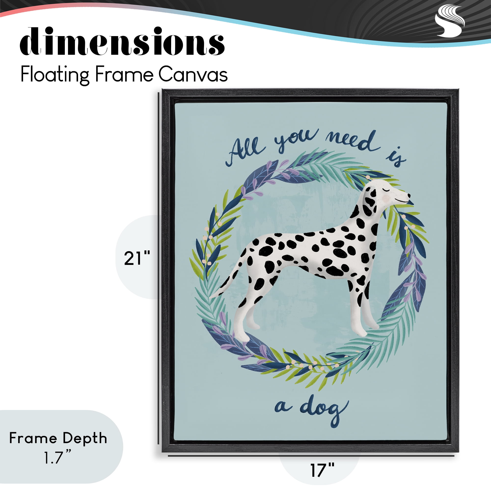 Stupell Industries All You Need Is A Dog Black Framed Floater Canvas Wall Art, design by Metka Hiti