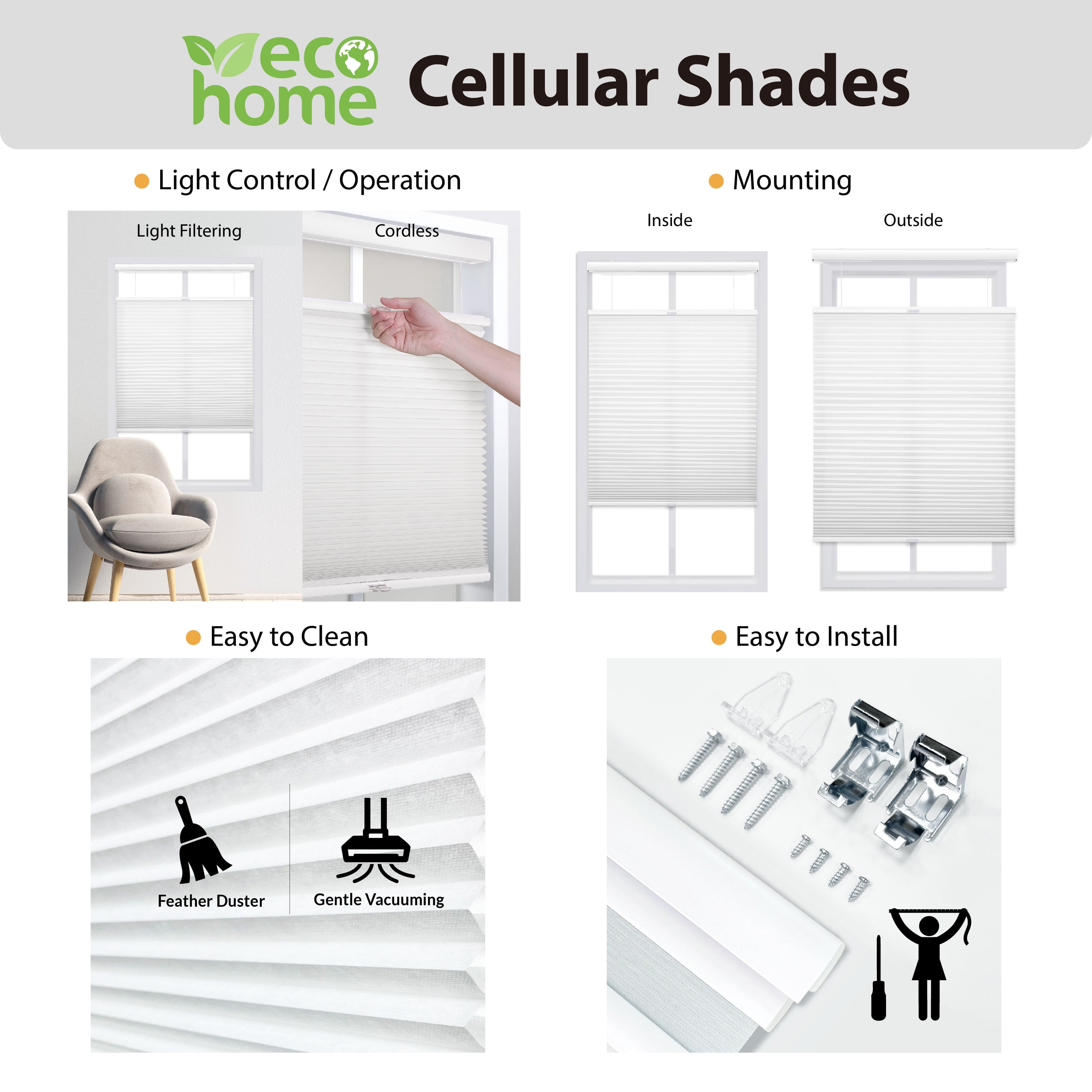 Regal Living Top Down Bottom Up Light Filtering Cordless Cellular Shade, Latte - 34.5" W x 48" L