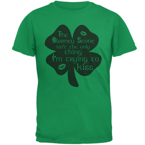 St. Patrick's Day Blarney Stone Not Only Kiss Irish Funny Mens T Shirt Irish Green LG
