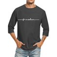 thumbnail image 5 of Afuyipoi Men's Three-Quarter Sleeve Letter Print T-Shirt,Casual Fashion Short Sleeve Round Neck Athletic Wear Dark Gray 5XL, 5 of 6