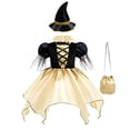thumbnail image 3 of Girls Short Sleeve Tutu Witch Dresses with Hat Set Witch Costume Cosplay Costume Halloween Costumes Girls Size 2-13 Years, 3 of 7