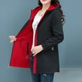 thumbnail image 3 of Cathalem Adult Coat Female Coats Women's Jackets Solid Color Coat Zipper Lapel Hood Reversible Windbreaker Hiking Jacket Women (Red, L), 3 of 7