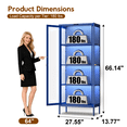 thumbnail image 3 of Polup 66''H Metal Curio Cabinet with 8-Color LED Lights, Vertical Display Cabinet, Blue Storage Cabinet with 4-Tier Shelves & Glass Doors for Home Office, 3 of 9