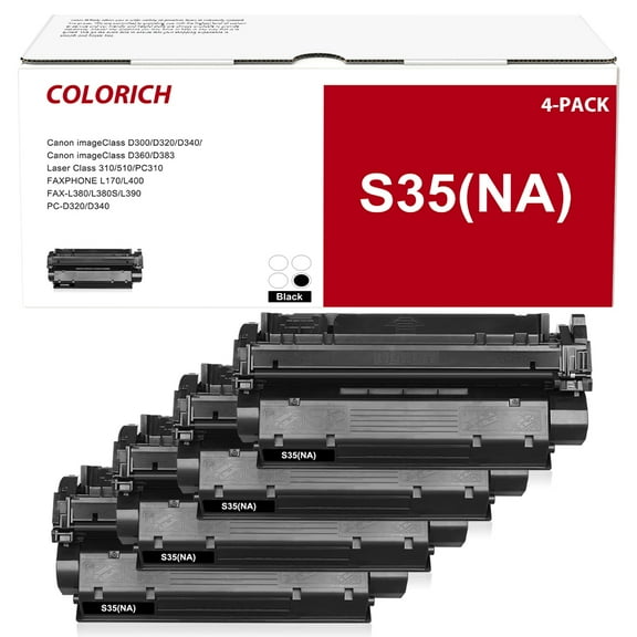 Colorich 4-Pack Compatible Toner Cartridge for Canon S35(NA) ImageClass D300 D320 D340 D360 MF3240 PC-D320 D340 4x Black
