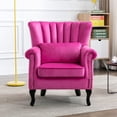 thumbnail image 2 of Dayalane Mid-Century Modern Accent Chair, Tufted Wingback Reading Armchair for Living Room, Bedroom, Office, Comfy Club Chair with Padded Back, Pink, 2 of 7