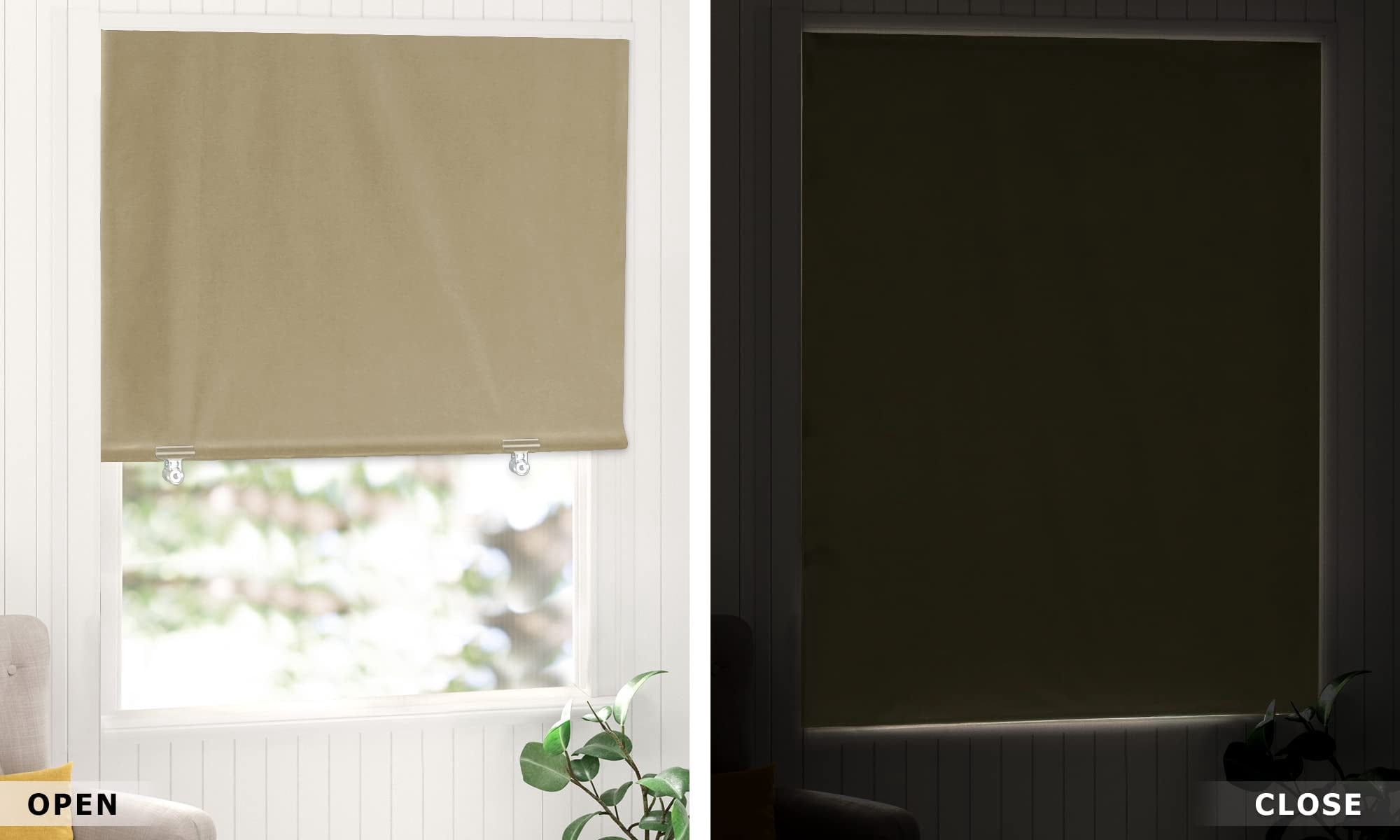 100% Blackout Roller Shades  No Tools Drill Cordless Blinds For Windows Thermal Insulated Uv Protection Privacy Window Bedroom (36''w X 72''h Beige)