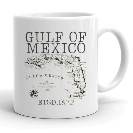 

Gulf Of Usa America Funny Gulf Of Mexico Flag Map Gift Ceramic Mug 11oz (White;11oz)