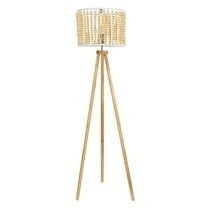 Lina Bohemian Beaded Shade Floor Lamp with Tripod Brown Wood Base
