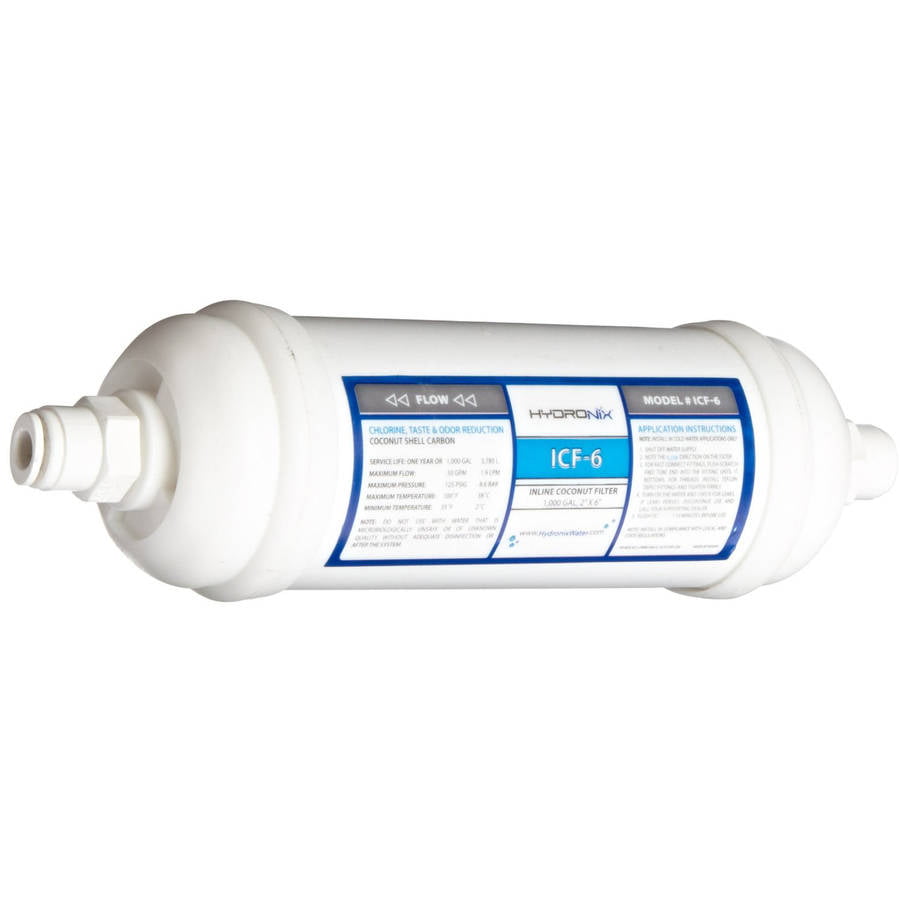 Hydronix ICF-6Q Inline Coconut Carbon Water Filter 1/4 Quick Connect 
