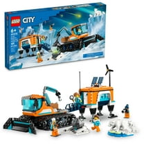LEGO City Exploration Arctic Explorer Truck and Mobile Lab 60378 Building Set for Ages 6  with a Tracked Vehicle, Laboratory on Skis, Meteorite, Snow Landscape, 4 Minifigures and 3 Polar Bear Figures