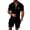Black, variant on Short Sets for Men Short Sleeve Quarter Zip Polo Shirt and Bermuda Shorts 2 Piece Matching Set Beach Outfit Set