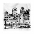 thumbnail image 1 of City Decorative Napkins Set of 4, Monochrome Hand Drawing of Cetinje StructureLandmark Capital in Montenegro, Silky Satin Fabric for Brunch Dinner Party, 12", Charcoal Grey White, by Ambesonne, 1 of 2