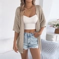 thumbnail image 2 of Lmueinov Womens Summer Cardigan Sweaters Boho Short Sleeve Knitted Open Front Lightweight Beach Cover Up Mid Length Elbow Sleeve Loose Fit Vacation Top, 2 of 8