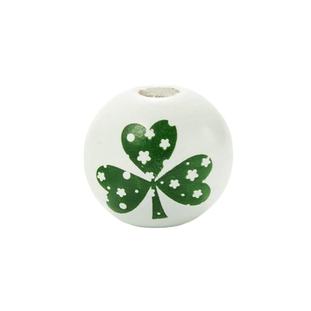 Moyic 100 piezas, del Día de San Patricio, cuentas de madera, servilletero, anillo, decoración de corona, cuentas artesanales DIY, accesorio Kits de decoración para fiestas Hoja Moyic HA012642-02