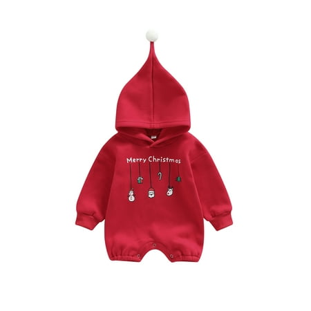 

Ma&Baby Baby Boys Girls Christmas Casual Jumpsuit Long Sleeve Hooded Holiday Romper Playsuit