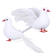 Supvox 2Pcs Artificial Feature Bird White Pigeon Wedding Decoration with Material