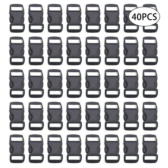 40Pcs 3/8'' Paracord Bracelet Clasps Plastic Braided Clips Buckle Parachute Backpack Buckles Black