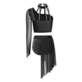 thumbnail image 5 of Aislor Lyrical Dance Women Single Long Sleeve Crop Top with Skirted Briefs Ballet Skating Outfit Black XXL, 5 of 7